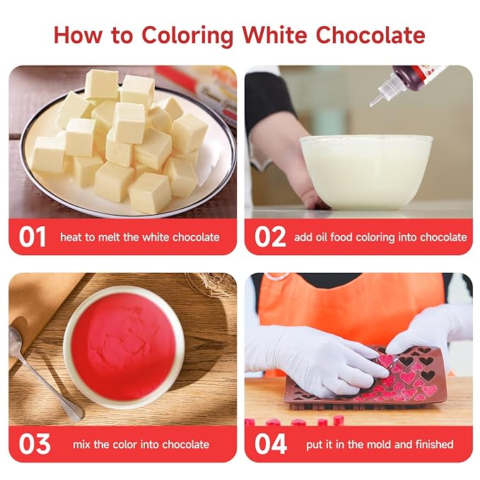 Oil Based Food Coloring, 15ml Large Capacity Food Coloring for Icing, Dye Color for Chocolate Candy Cake, Edible Oil Food Grade Dye for Baking, Fondant & Forsting