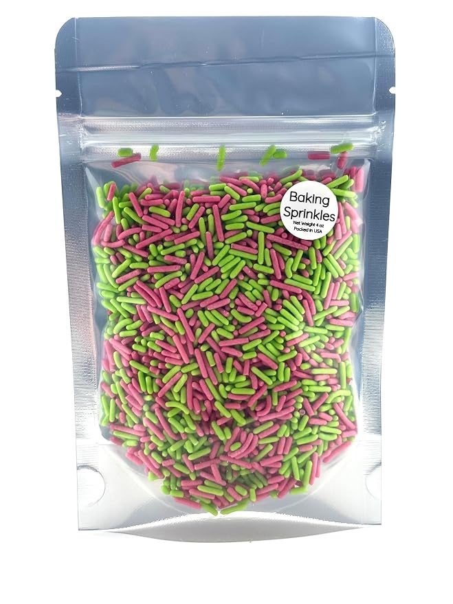 Pink and Green Wicked Edible Sprinkles 4oz pack for Cake Decorating, Cupcakes, Cookies, Ice Cream and Donut Toppings Edible Decorating Baking Supplies