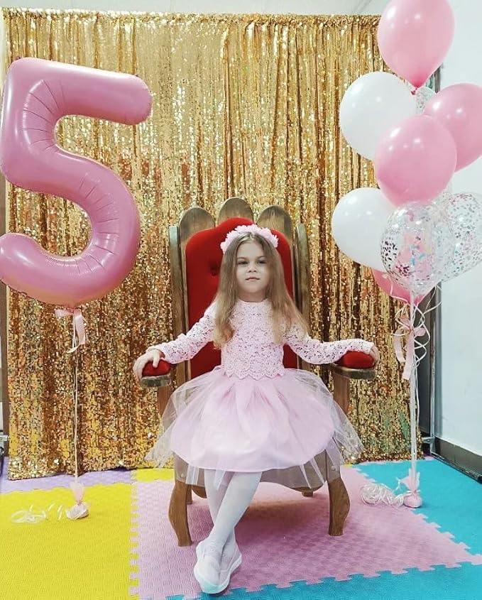 Pearlescent Pink 5 Balloon, Number Balloons 40 Inch, 5th Birthday Balloon Decorations, Pastel Pink Party Supplies, 5 Number Balloons, Number 5 Balloon