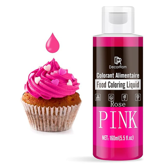 Pink Food Coloring Liquid - Vibrant Liquid Icing Food Coloring Set for Baking, Cake Decorating, Easter Egg, Airbrush - Tasteless Food Dye for Fondant, Slime, DIY Crafts - 5.5 Fl.oz / 160ml Each