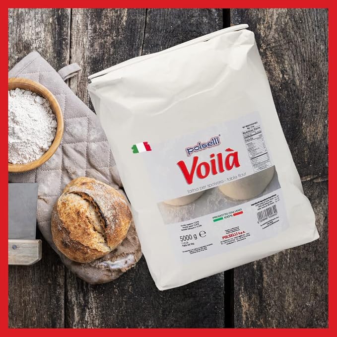 POLSELLI Voila, Spolvero "00" Table & Dusting Flour, Soft Wheat Flour, 5 kg | All-Natural Soft Wheat Table Flour For Pizza Dusting, Baking And Pasta, Unbleached, And Non-GMO, Product Of Italy