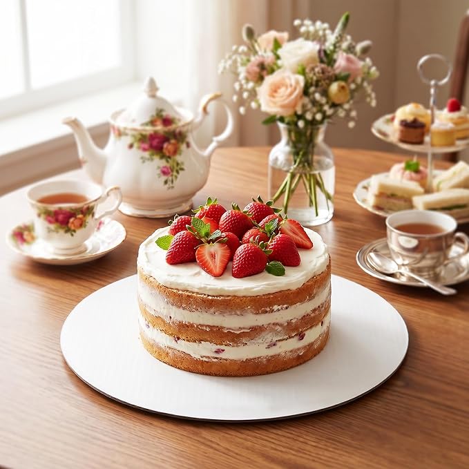 HORLIMER 50 Pack Cake Boards 12 Inch Round, Food-Grade Circle Cardboard Cake Drums Base, White Cake Plates for Birthday, Party, Wedding Display