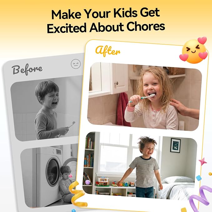 Chore Chart for Kids, Checklist Planning Board with Sliders, 19 Personalizable Sheets and Magnetic Marker, ADHD Tools for Kids to Do List Routine Chart Visual Schedule Magnetic Board for Fridge