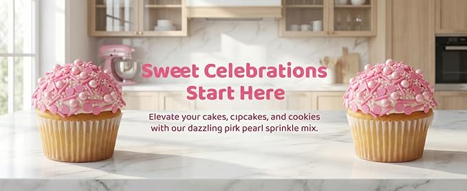 Pearl Sugar Chrismtas Sprinkles Candy 120g/4.2oz Mixing Size Baking Cake Decorations Cupcake Toppers Jimmies Cookie Decorating Celebrations Wedding Shower Party Xmas Supplies (Pink)