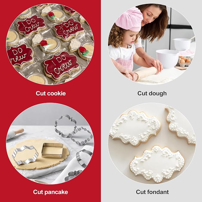 10 Piece Plaque Cookie Cutter Set, Assorted Shapes Stainless Steel Frame Cookie Cutters,Biscuits and Dough, Ideal for Wedding Holiday Birthday Party Baking Decorations and DIY Crafts