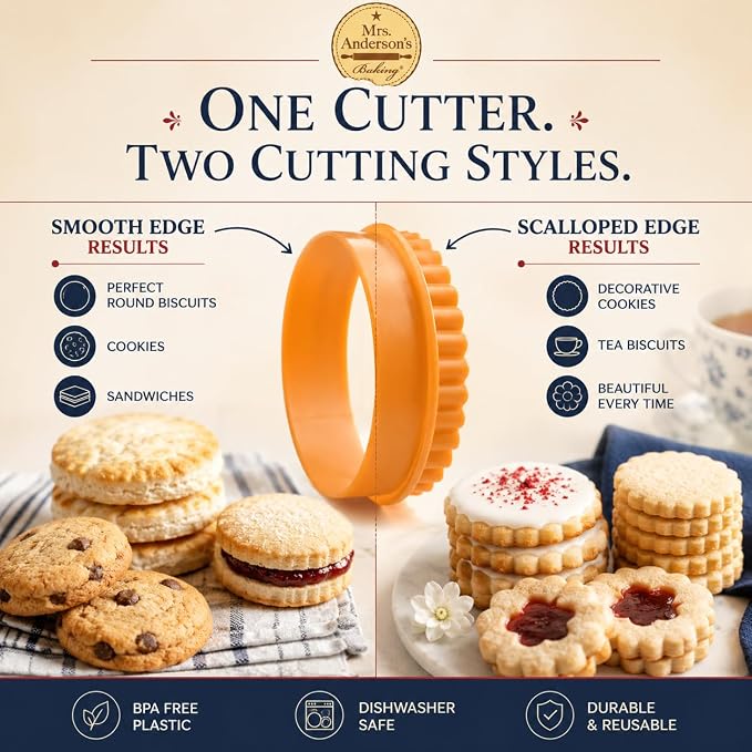 Mrs. Anderson’s Baking Double-Sided Graduated Cookie Biscuit Cutters, BPA-Free, Round, Set of 6 Graduated Sizes