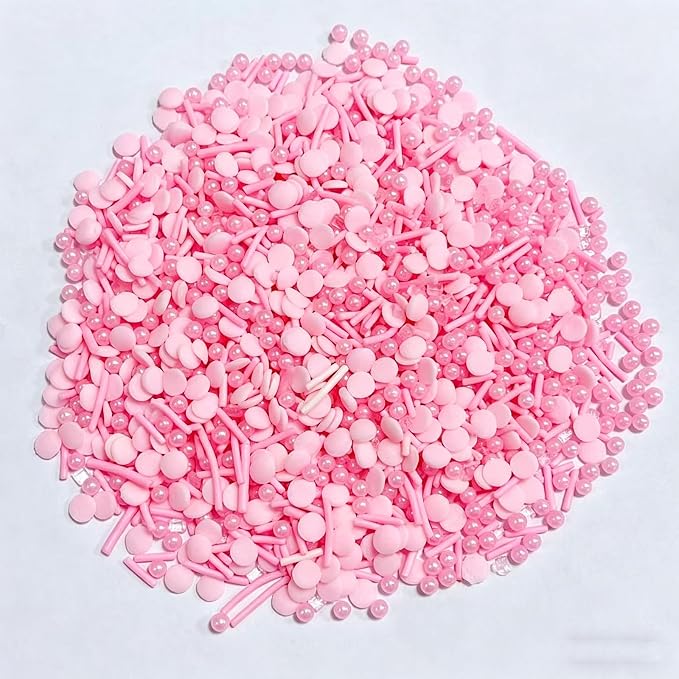Sentovac Pink Sprinkles Edible Pink Round Confetti Jimmies Pearls for Cake Decorating Candy Cupcake Cookie Baking Donuts Ice Cream Dessert Decorations