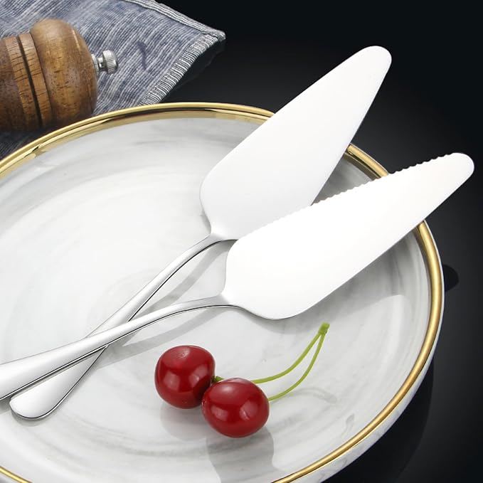 Cake Pie Server, 5 Pack Stainless Steel Pie Pizza Pastry Cake Slicer Server Set, Cake Cutter with Serrated Edges, Pie Cutters for Kitchen, Restaurants, Wedding, Birthdays and Parties