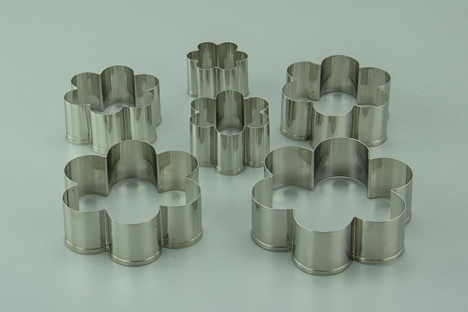 HARQ9 Ateco Plain Edge Daisy Cutters in Graduated Sizes, Stainless Steel, 6 Pc Set