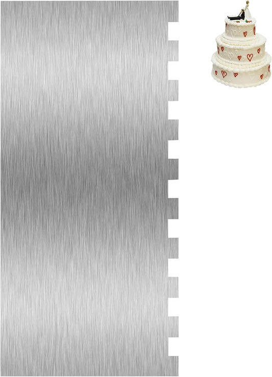 Cake Scraper Smoother Cake Decorating Supplies Kit 8.6 Inch Metal Bench Scraper for Baking Buttercream Smoother Stainless Steel Frosting Cake Comb Edge Side Jagged Comb for Cream Cake-5