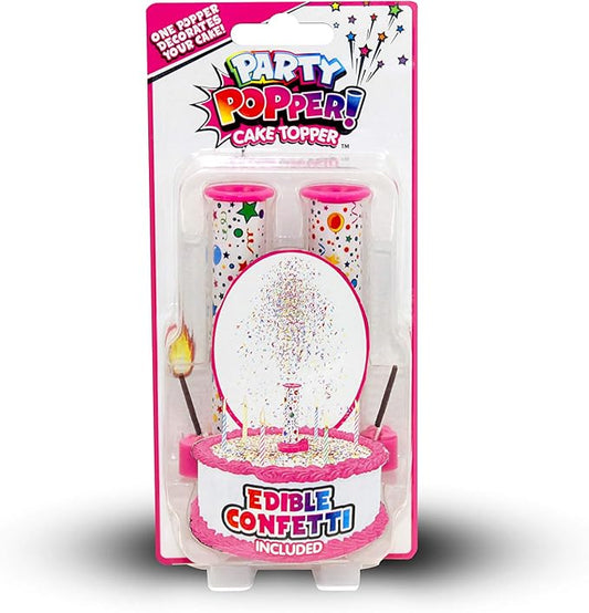BEST PARTY EVER! Confetti Candle Cake Topper, Shower Cakes in Edible Sprinkles, Fun Way to Celebrate Birthdays, Parties and More, 2-Pack, Pink