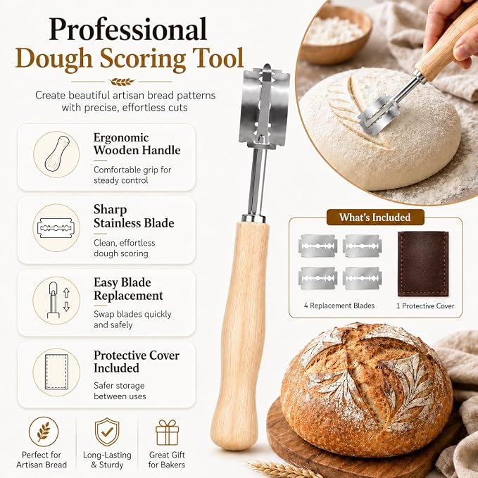 Sourdough Starter Kit - Banneton Proofing Basket 9 Inch Round & 10 Oval, Complete Sourdough Bread Baking Supplies with Starter Jar, Bread Sling, Lame, Danish Dough Whisk, Bags