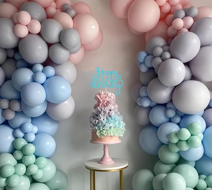 Happy Birthday Cake Topper - Sky Blue Glitter Birthday Party Cake Decoration Supplies, Photo Booth Props