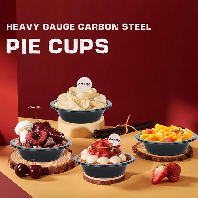 5 inch Mini Pie Pans, 8-Piece Small Round Cake Pan, Reusable Nonstick Carbon Steel Pie Tins for Oven and Instant Pot Baking