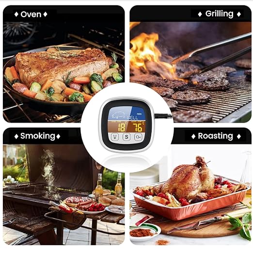 Leepenk 2025 New Upgrade Digital Talking Meat Thermometer with Clear Voice Broadcast for The Blind and Elderly, Probe Thermometer for Cooking with Large Touchscreen, Oven Safe for Kitchen and Grill