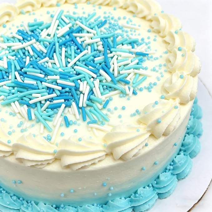 Sentovac Blue and White Jimmies Sprinkles Edible for Cake Decorating Winter Frozen Sprinkles Sugar Candy Cookie Cupcake Topper Ice Cream Baking Decorations Wedding Halloween Christmas Supplies 3.53oz