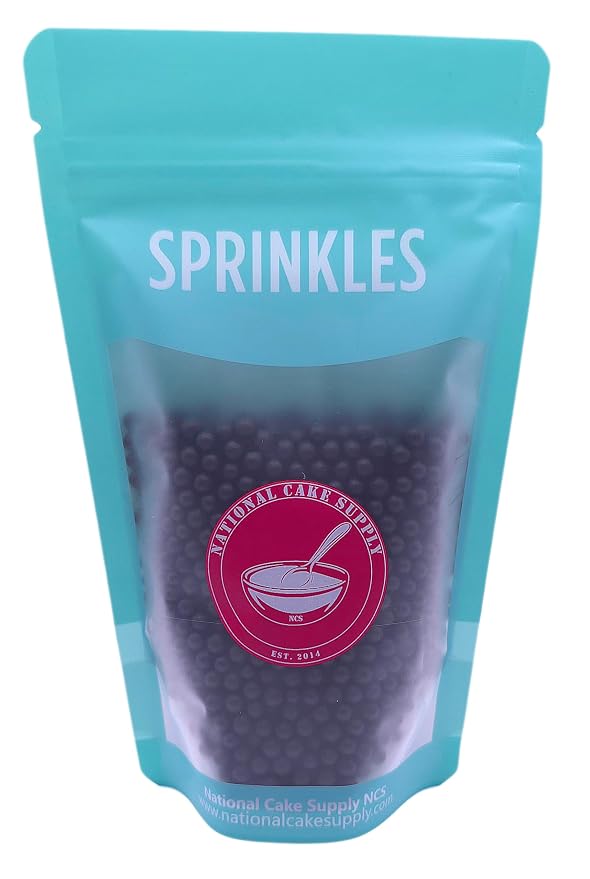 NCS Black Shimmer 4mm Edible Sugar Pearls Sprinkles – Cupcake, Cake, Cookie & Baking Decorations, 7 oz