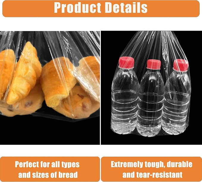 Homrelaxy 500Pcs Plastic Bread Bags for Homemade Bread and 550 Ties, 18 x 8 x 4 Inch Reusable Clear Loaf Bags, Adjustable, Perfect for Home Bakers and Bakeries