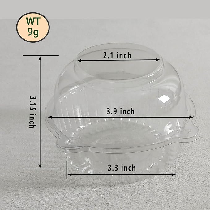 100 Pack Jumbo Muffin Containers, Clear Plastic Muffin Cartons | Jumbo Transparent Plastic Muffin Cartons,Disposable Clear Plastic Single Muffin Holders,Cupcake Boxes Bulk,Size 4.3 * 3.5inch
