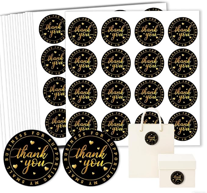 320 Pcs Thank You Stickers, 2 Inch Thank You for Supporting My Small Business Round Label Stickers Waterproof Self-Adhesive Packaging Sticker for Packaging, Gift Bags Boxes Orders