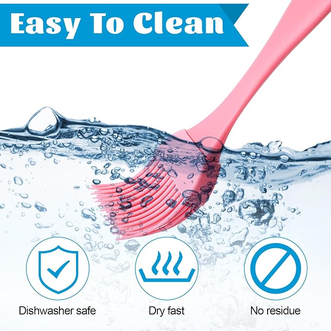 Yuanchu Silicone Basting Pastry Brush, 5 Pcs Heat Resistant, BPA Free, Dishwasher Safe, Black, Gray, Orange, Blue, Pink