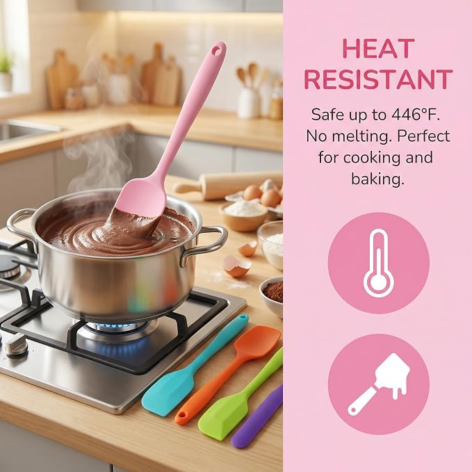 5 Pcs Silicone Spatula,Food Grade Rubber Spatula, Spatulas Silicone Heat Resistant, Used for Baking, Cooking, non Stick, Dishwasher Safe, BPA Free