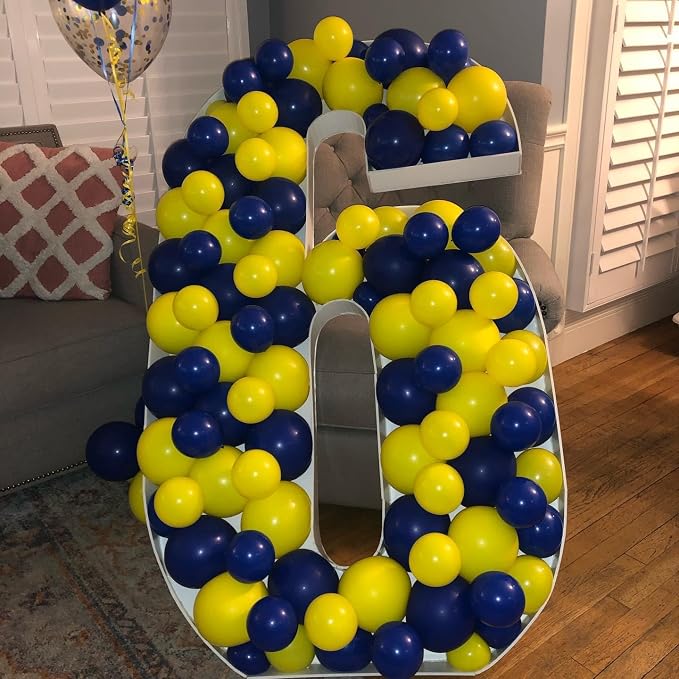 144Pcs Blue and Yellow Balloons Garland Arch Kit - 18 12 10 5 inch Navy Blue and Yellow Latex Party Balloons for Birthday Anniversary Baby Shower New Year 2026 Graduation Party Decorations