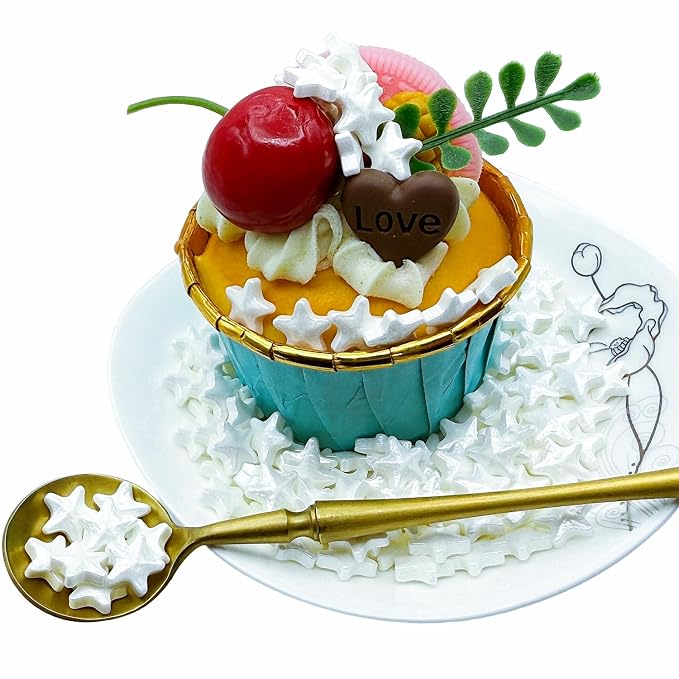 CandiJumpin Edible Star Sprinkles 10 mm, White Stars for Cake Decorating White Star Cake Decoration Large Edible Stars Baby Shower Party Birthday Wedding Christmas 4th of July Supplies 3 OZ