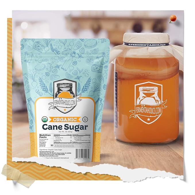 Fermentaholics Organic Cane Sugar | OU Kosher | Natural Sweetener for Cooking, Fermentation, Beverages, & More | Non GMO & Gluten Free | No Additives