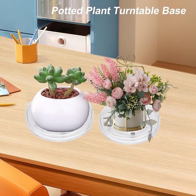 4Pcs Plastic Turntable Acrylic Turntable Bearings Hardware for Kitchen Spice Rack Table Cake 100mm/4inch