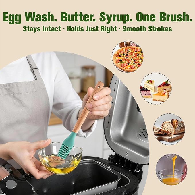 Danish Dough Whisk & Pastry Brush Set, 13-Inch Stainless Steel Sourdough Bread Tools with Long Wooden Handle, Heavy Duty Dutch Whisk for Bread, Pizza, Pastry & Sourdough Baking