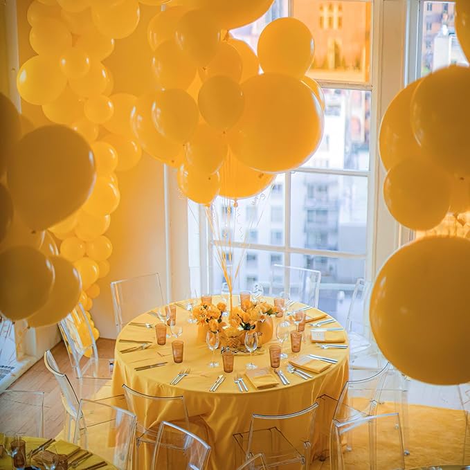 PartyWoo Mustard Yellow Balloons 100pcs 12 Inch Yellow Fall Balloons for Birthday Graduation Gender Reveal Engagement Baby Shower Bee Summer Sunflower Little Cutie Lemon Party Decorations Yellow-Y10