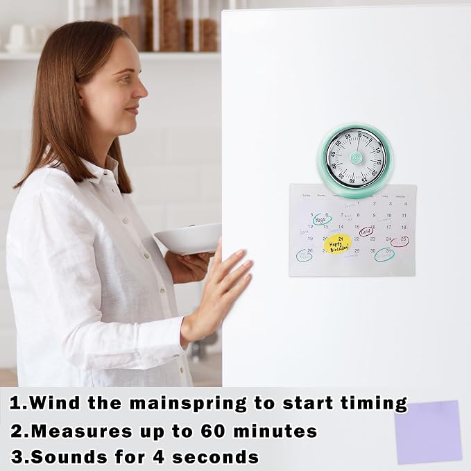 60-Minute Magnetic Visual Timer, Silent Operation and No Battery Needed, Time Management Tools for Kitchen, Homeschool Desk, Office Meetings & Home Learning Timer (Green-Pink)