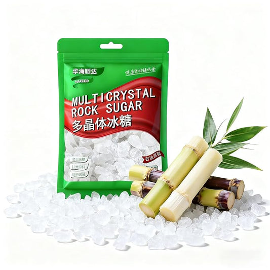 KachiKachi Rock Sugar - 9.8oz | 280g, Made of Cane Sugar, Small Grains | White & Yellow | Old-fashioned | Polycrystalline, for Coffee Tea Baking Stews pho, 冰糖 (White Rock Sugar)