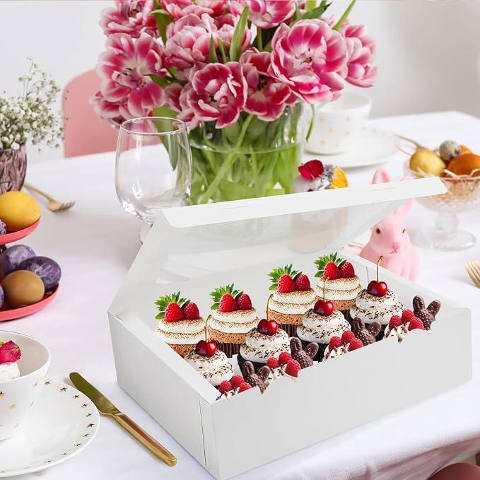 12 Sets x 12 Count Cupcake Containers Boxes Containers with Window, 12.8 x 10 x 3.5 Inch Carrier Holder Bakery for Birthday,Wedding,Party