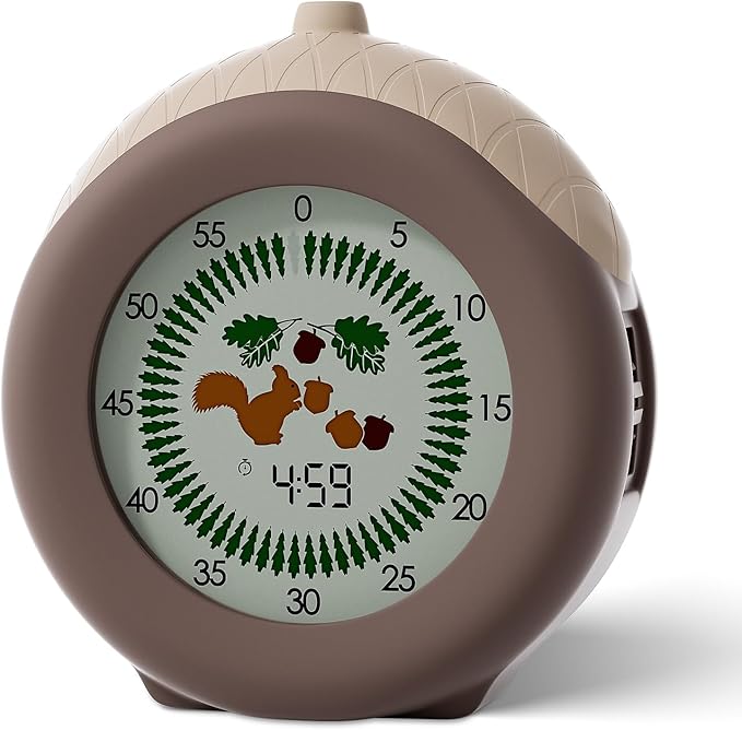 Visual Timer for Kids, 299 Minute Cute Squirrel Timer, Digital Timer with Pause Function, Clock and Alarm for Classroom, Homeschool Supplies Study Teaching Time Management Tool