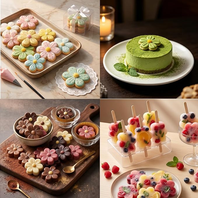 8 Pcs Flower Cookie Cutter Set Floral Shaped Cookie-Cutter Mold for Cake Decoration Birthday Gifts