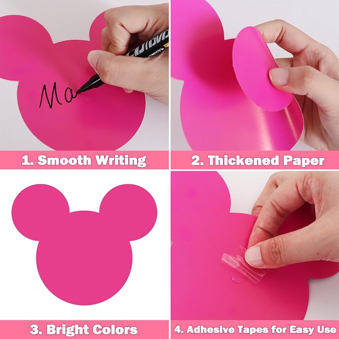 Vuzvuv 48Pcs Girl Mouse Paper Cutouts with 100Pcs Glue Points,Girl Mouse Cut Outs Bulletin Board Decorations for Birthday Party Theme Decor Supplies