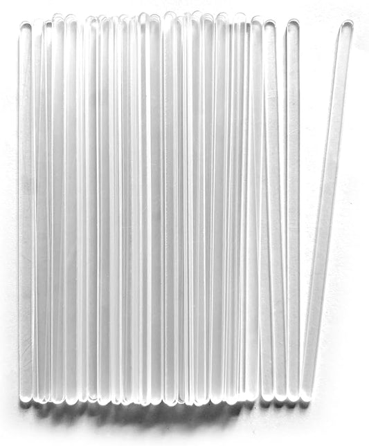 50pcs 6" Acrylic Cake Topper Sticks - 5mm Flat Clear Plexiglass Sticks for Cupcake Toppers, Cake Pops, Lollipops - Strong Unbending Transparent Decorating Sticks (50 pcs 6in)