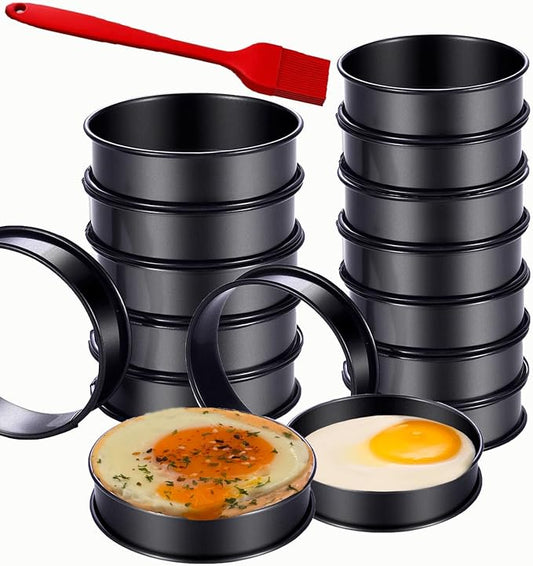 16Packs English Muffin Rings Crumpet Rings NONSTICK -Stainless Steel Double Rolled Tart Rings 3.15 Inch & 4 Inch Round Metal Baking Cooking Pastry Ring Molds for cookies, pancakes, crumpets