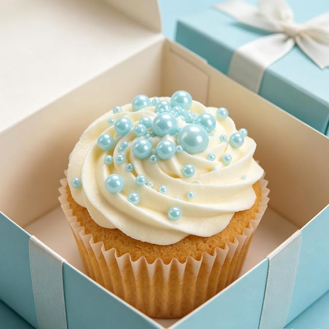 Zali Edible Pearl Sprinkles, Sky Blue, 26 Colors Mixed Size | Sugar Pearls, For Cakes, Cupcakes, Cookies, Donuts & Ice Cream, Gluten Free, Food Grade, Wedding & Festival Decoration