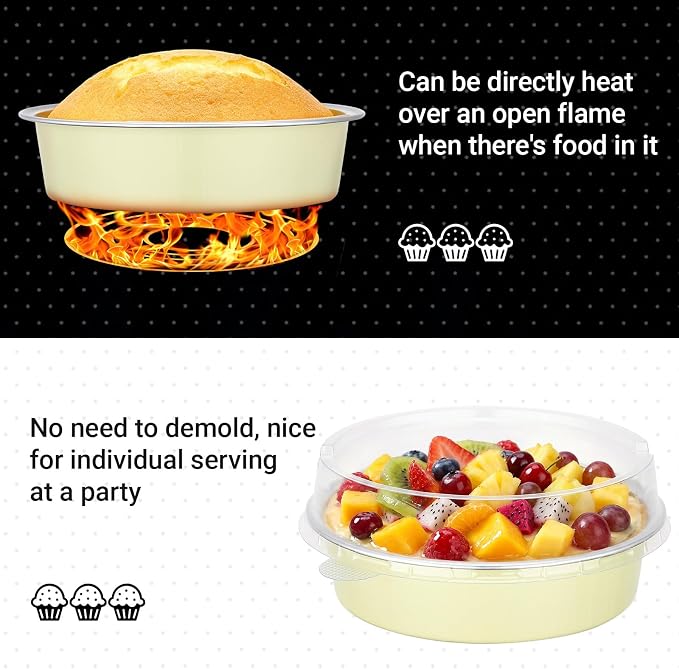 Beasea Disposable Mini Pie Tins with Lids, 20 Pack 7.3oz Aluminum Baking Foil Tins Small Round Tart Container for Individual Dessert Cupcake Muffin Cheesecake Quiche Oven Dishes - Sage Green