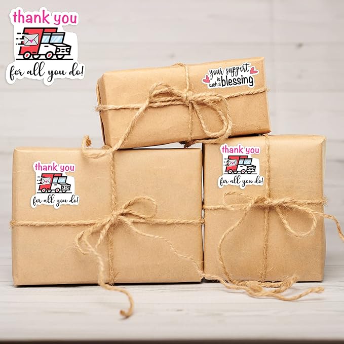 Wailozco 1.5'' Thank You for All You Do Stickers - Mail Carrier, Handmade, Business, Envelopes for Online Retailers, Small Business - 500 Labels Per Roll