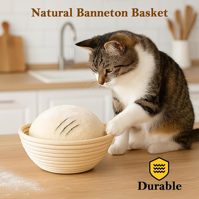 6 Pack 5 Inch Mini Banneton Bread Proofing Basket, Mini Sourdough Baking Supplies, Small Banneton Proofing Baskets for Artisan Bread Baking and Dough Rising