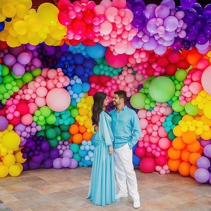 PartyWoo Assorted Colors Rainbow Balloons 100pcs 5 Inch Multicolor Colorful Primary Color Balloon for Graduation Baby Shower Unicorn Fiesta Flower Spring Rainbow Theme Birthday Party Decorations