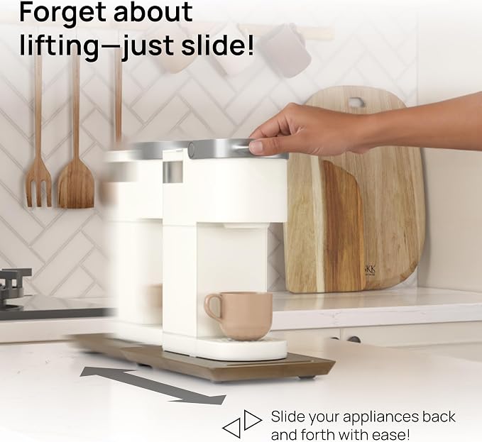 Ibyx Elegant Appliance Slider - Sliding Tray for Coffee Maker & Heavy Kitchen Appliances, Easy Slide, Made of Premium Bamboo, Space-Saving Kitchen Organizer, 40 lb Capacity, Brown - 7.5 x 14.5 Inch
