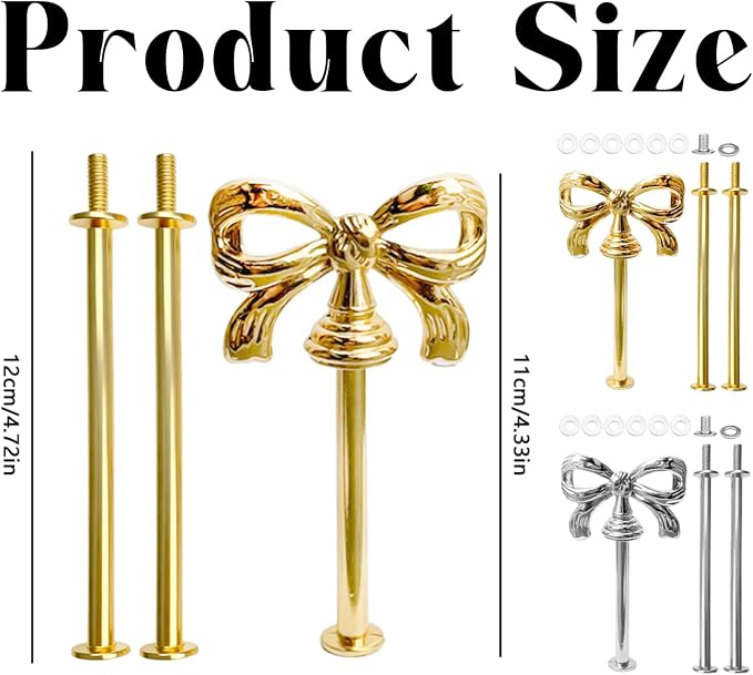 4 Set 3-Tier Cupcake Stands Hardware Handles, Metal Fruit Plate Cake Stand With Screws, Cake Stand Hardware, 3 Tier Cupcake Stands Fittings For Serving Dessert Dish Food