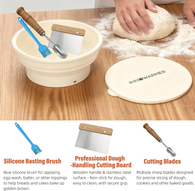 2026 Upgraded Bread Proofing Box Kit - Foldable Dough Proofer Box with 4 Temp Levels, Food Grade Silicone Mat, Foldable Design for Sourdough, Bread & Pizza Dough Rising