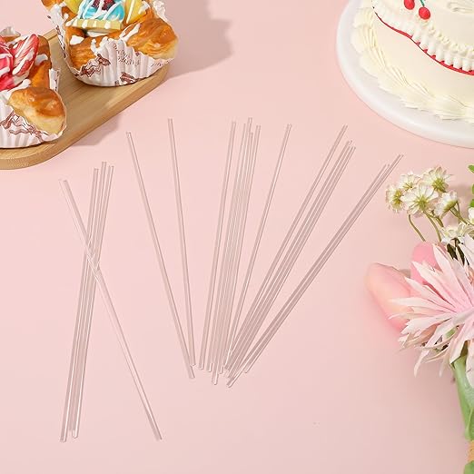 200 Pcs 8 Inch Clear Acrylic Rod 2 mm Clear-Acrylic Dowel Rods Cake Topper Sticks Clearly Round Plastic Rods Cake Dowels for Plant Stakes Curtain Pulls Retaining Rods Shower-Rod