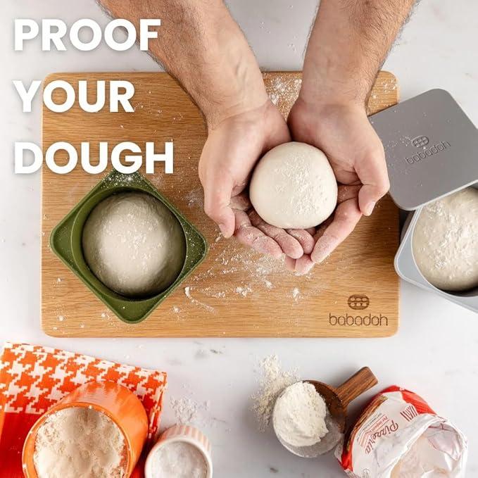 Babadoh Pizza Making Accessories | Pizza Dough Proofing Containers with Lids | Set of 3 | Multi Yellow (1 Dough, 1 Olive, 1 Yellow) | Original Size (make 12" Pizzas)
